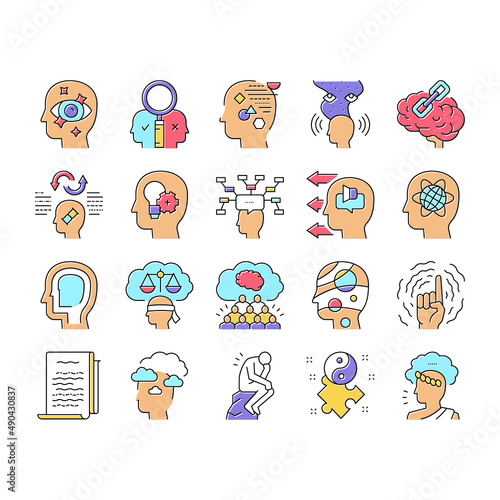 Philosophy Science Collection Icons Set Vector .