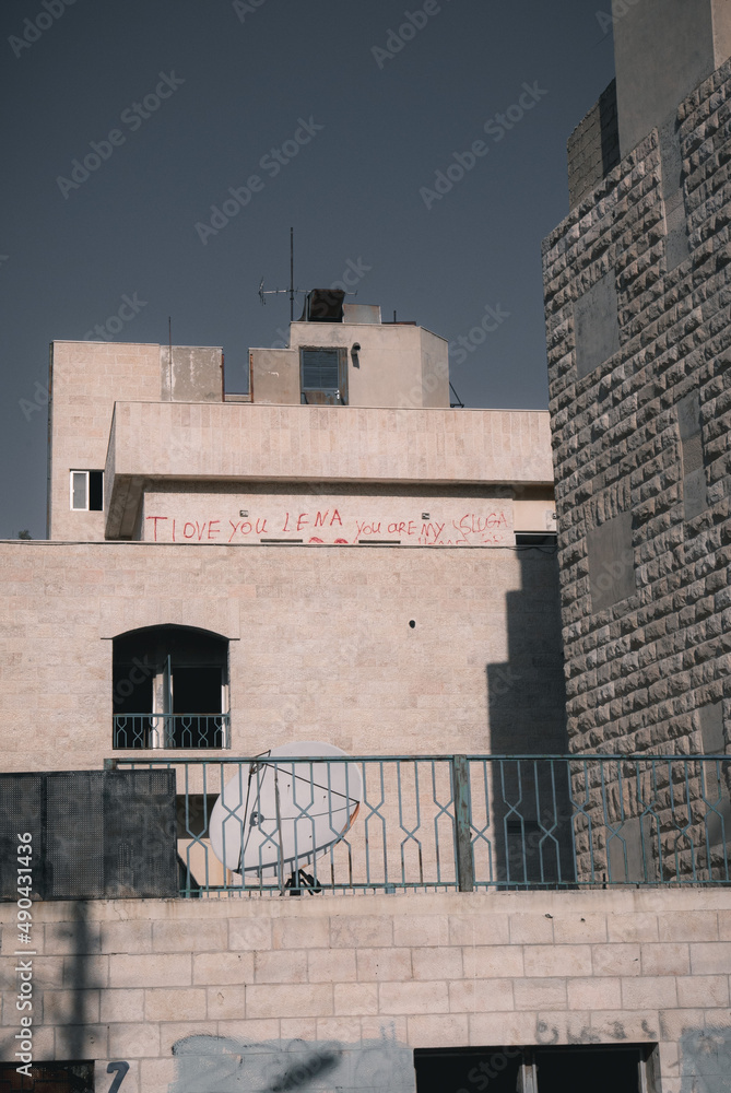 Houses in Amman with graffiti