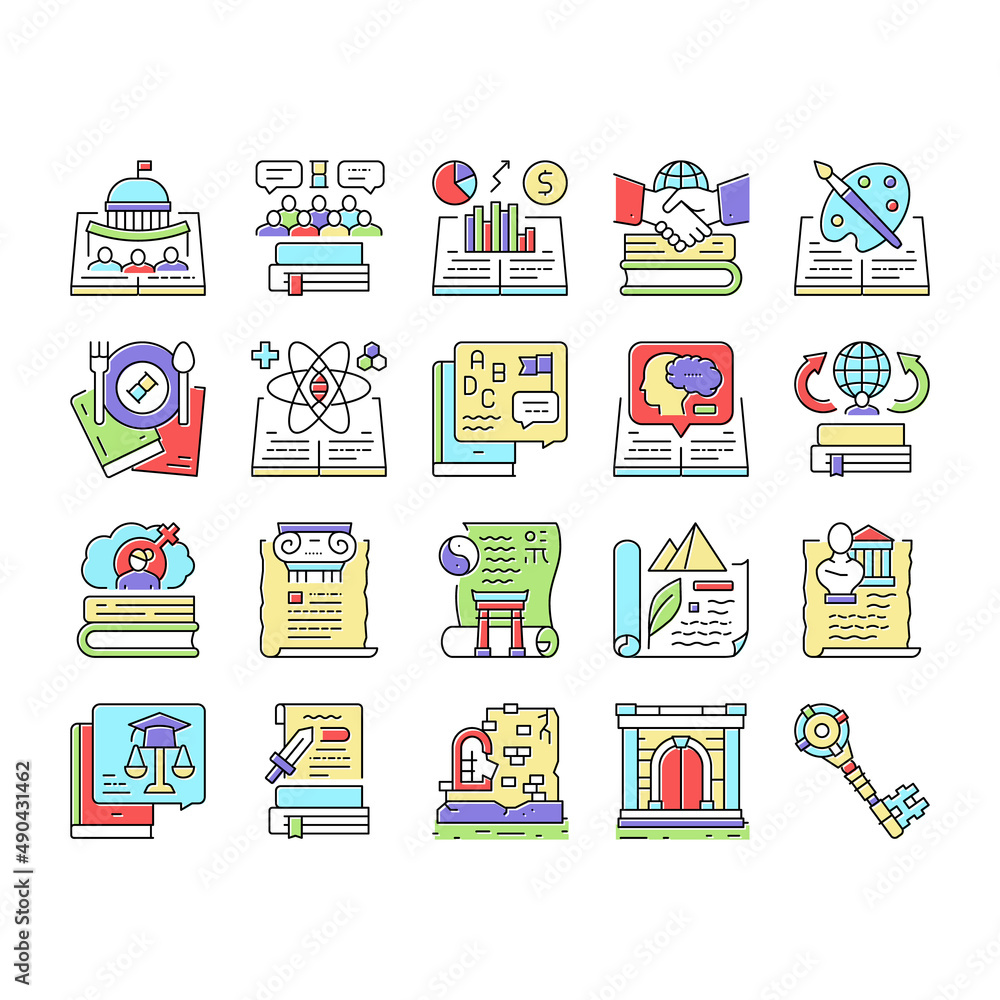 History Learn Educational Lesson Icons Set Vector . History Learn Educational Lesson Icons Set Vector .