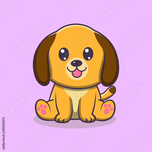 Cute dog doodle illustration  dog cartoon outline