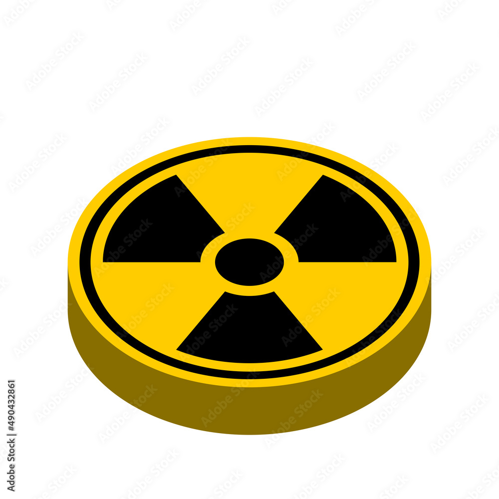3D Style Push Button Icon with Nuclear Hazard Radiation Danger Sign. Vector Image. 3D Style Push Button Icon with Nuclear Hazard Radiation Danger Sign. Vector Image.