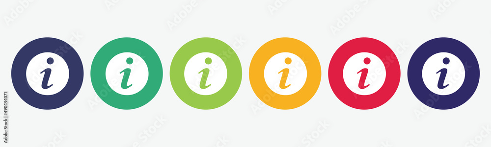 Collection of 6 buttons with info icon. Vector illustration. Collection of 6 buttons with info icon. Vector illustration.