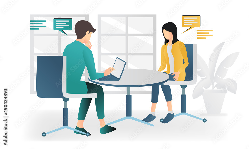 Isometric style illustration discussion of success and life journey Isometric style illustration discussion of success and life journey