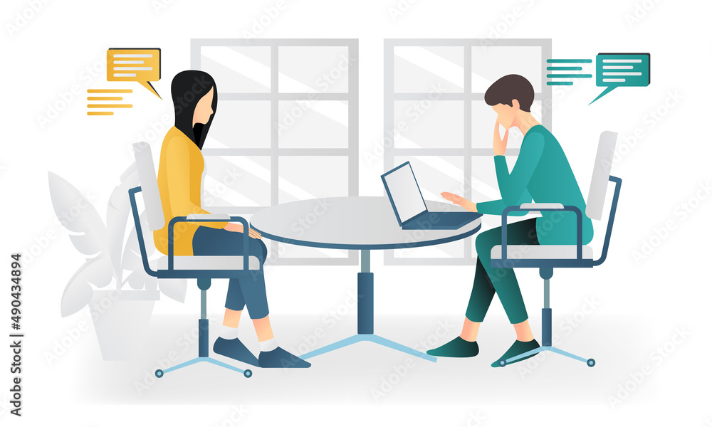 Fototapeta premium Isometric style illustration discussion of success and life journey