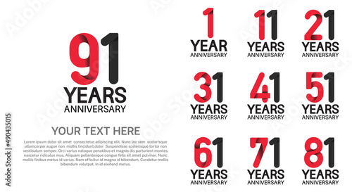 set anniversary logotype premium collection red and black color isolated on white background
