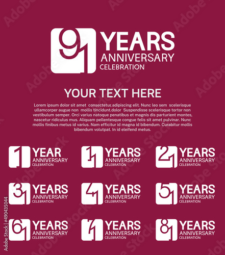 set anniversary logotype premium collection white color in square isolated on purple background