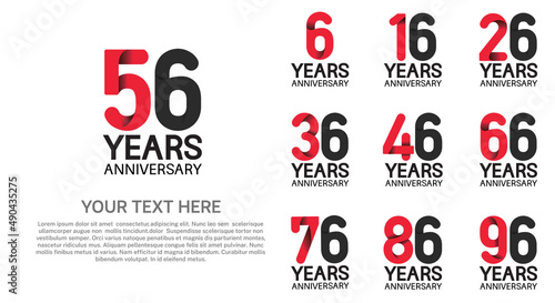 set anniversary logotype premium collection red and black color isolated on white background