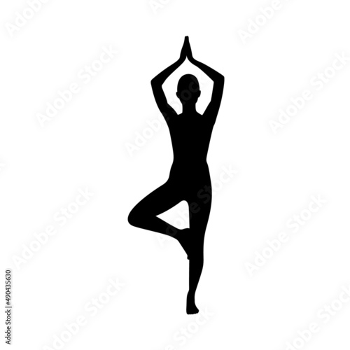 Vector Vrikshasana Tree Pose Silhouette