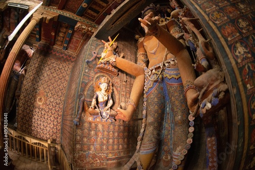 Large standing Buddha in Alchi Monastery or Alchi Gompa at Ladakh , India . photo