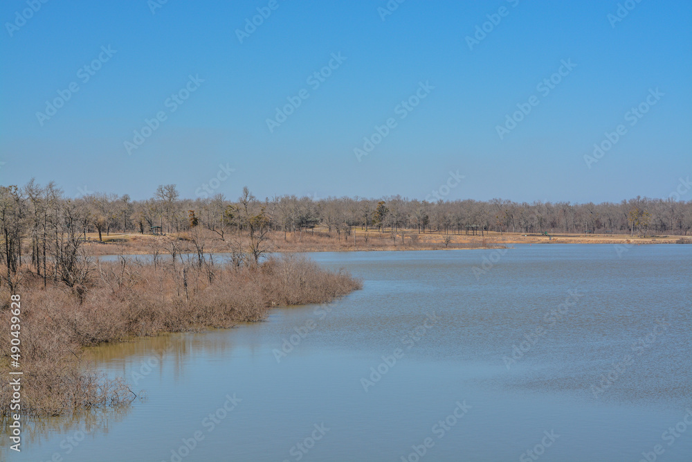 The view of Lake Hugo at Klamichi Park Recreation Area in Sawyer, Oklahoma