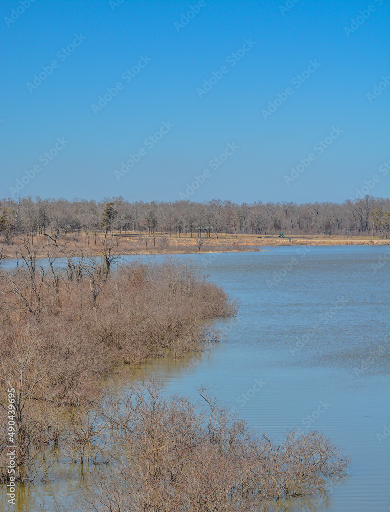 The view of Lake Hugo at Klamichi Park Recreation Area in Sawyer, Oklahoma