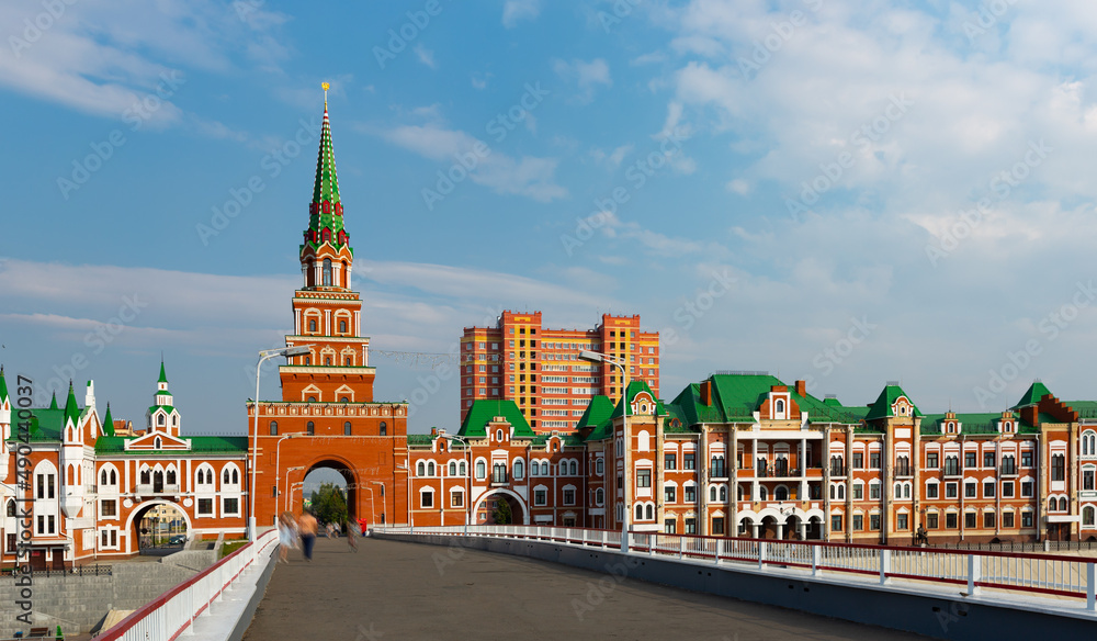 Fototapeta premium Picturesque Bruges embankment in city of Yoshkar-Ola. Russia