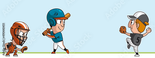 Batter,catcher and pitcher playing baseball