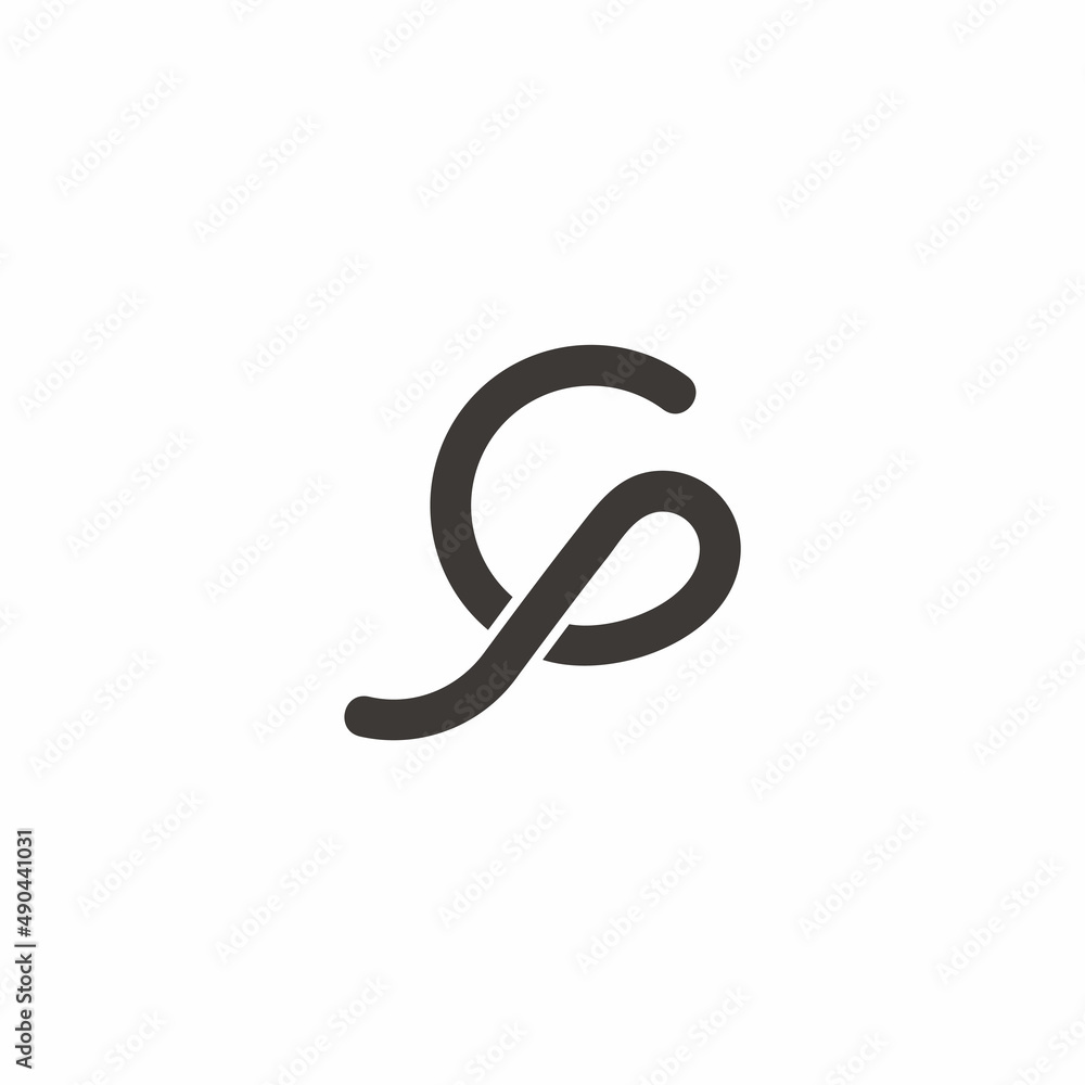 letter g gp overlapping round circle line logo vector