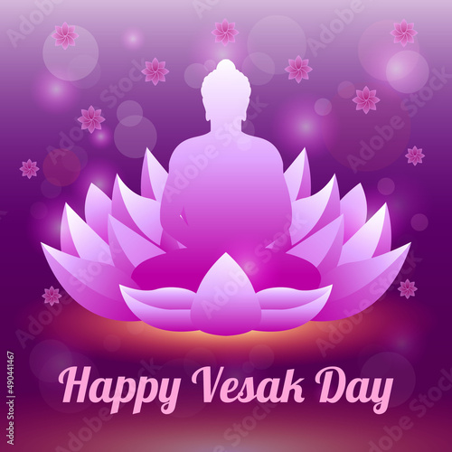 Vesak day with lotus flower illustration