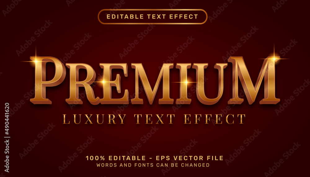 Editable text effect - premium gold color 3d style concept