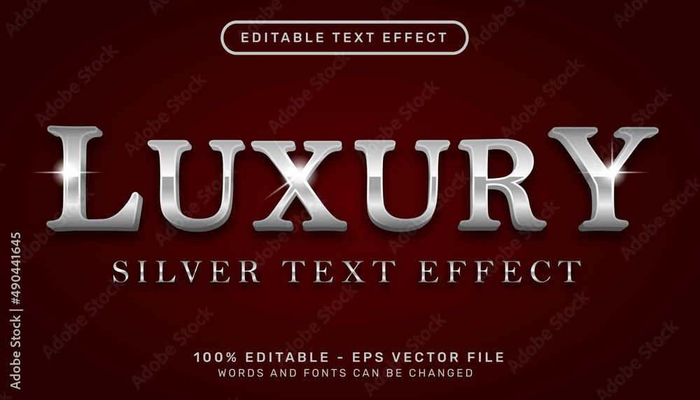 Editable text effect - luxury silver color 3d style concept Editable text effect - luxury silver color 3d style concept