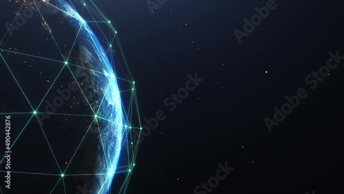 Technology Network Data Connection, Digital Data Network and Cyber Security Concept, Future Technology Digital Background, 4K Animation. Earth Element Furnished by Nasa.