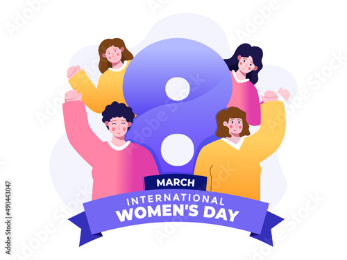Happy International Women's Day 8 March Illustration. Women's Day Campaign Illustration. Can be used for greeting card, poster, banner, web, landing page, etc