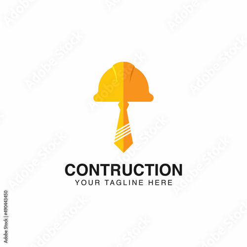 Helmet tie construction job logo icon element template illustration
