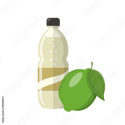 Lemon flavored fruit soda or juice or carbonated drink isolated on white background