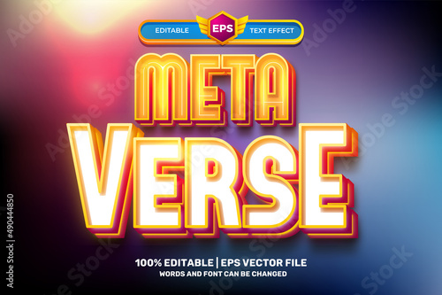 modern meta verse colorfull neon glow Bold 3D Editable text Effect Style