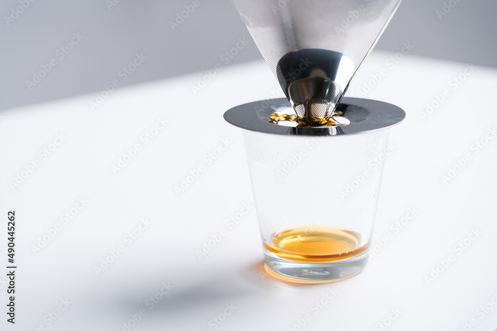 Coffee drip process by pouring hot water through ground berries bean Coffee drip process by pouring hot water through ground berries bean