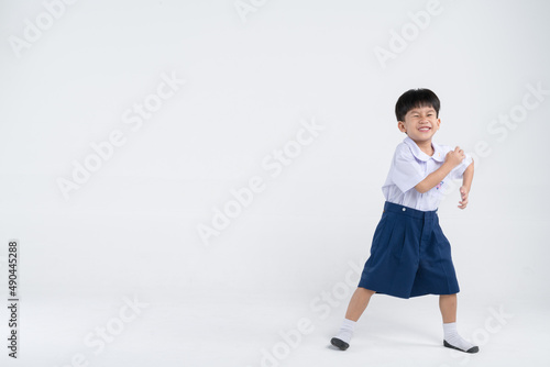 Asian boy in Thai official elementary school uniform