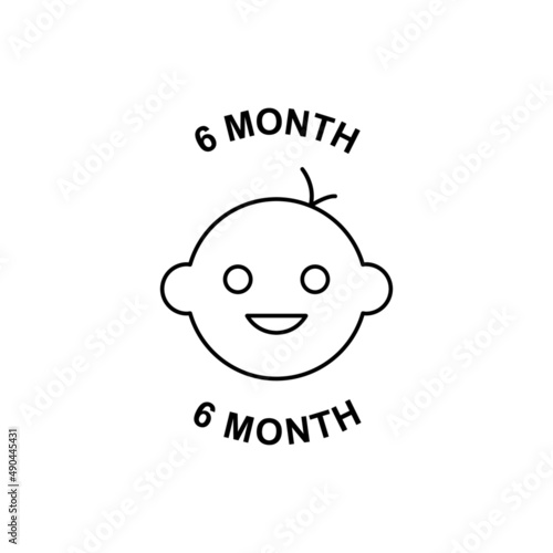 6 month infant icon label icon in black line style icon, style isolated on white background