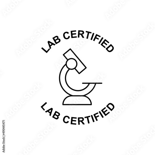 Lab certified label icon in black line style icon, style isolated on white background