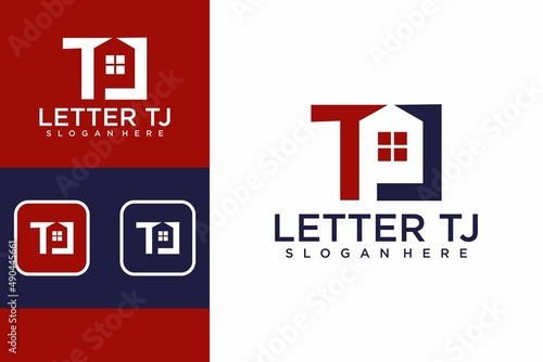 Letter tj logo design or letter tj with house logo design photo