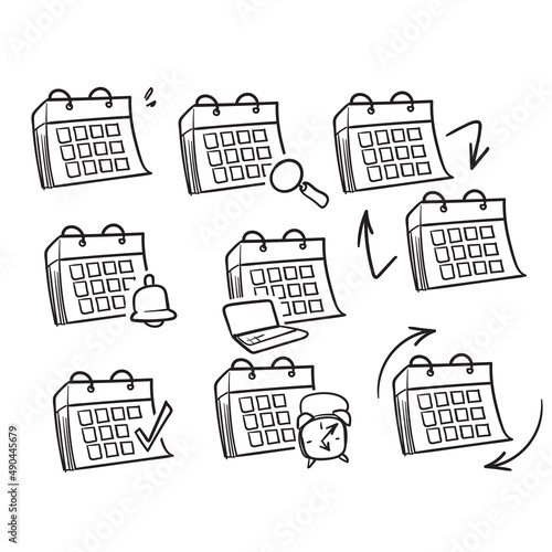 hand drawn doodle Simple Set of Calendar Related icon illustration vector