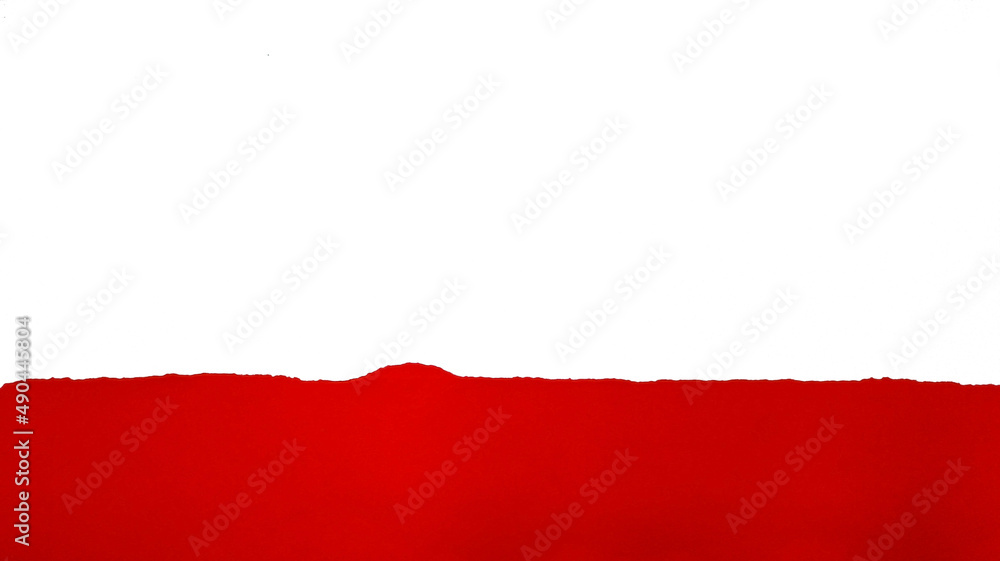 Torn red paper on white background. Concept for presentation and education Torn red paper on white background. Concept for presentation and education