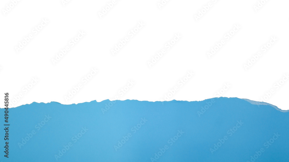 Obraz premium Torn blue paper on white background. Concept for presentation and education