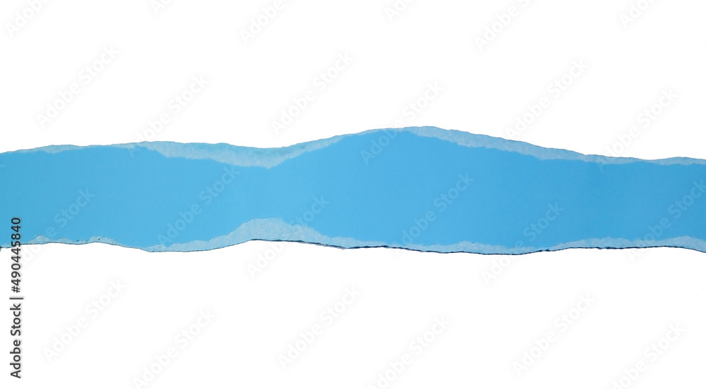 Torn blue paper on white background. Concept for presentation and education Torn blue paper on white background. Concept for presentation and education