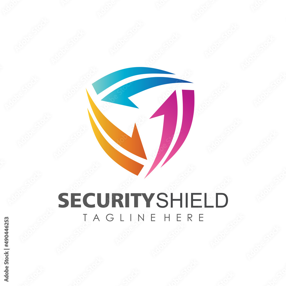 Shield Security With Arrow Shape Logo Template Shield Security With Arrow Shape Logo Template