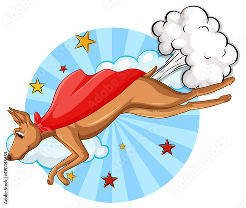 A dog superhero on sky background