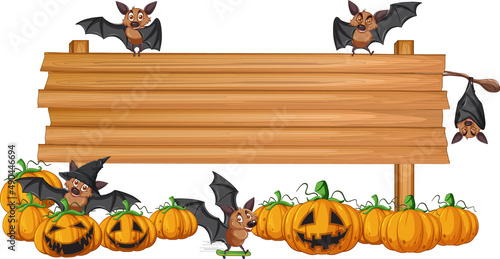 Many bat with wooden sign banner