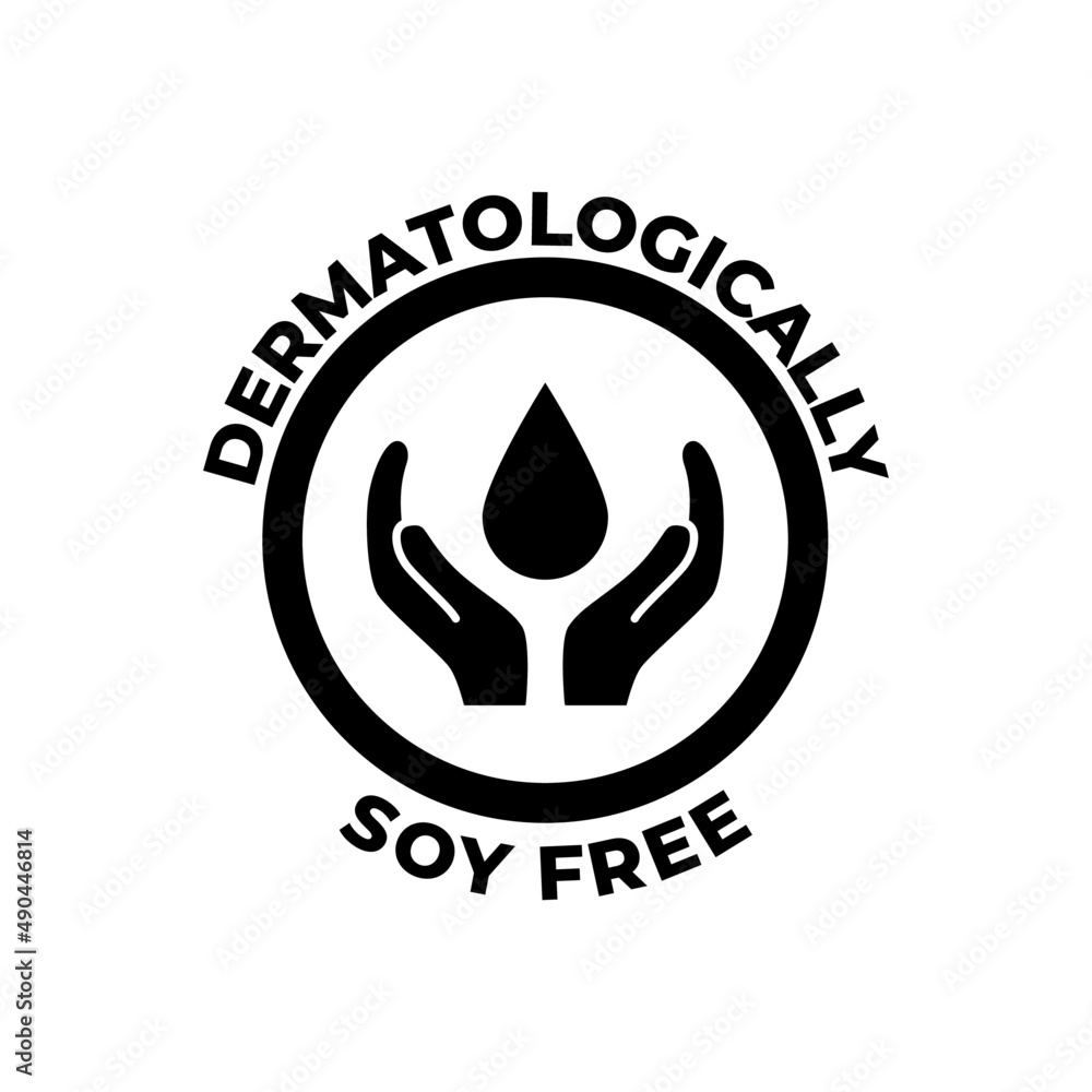 Dermatologically tested label icon in black flat glyph, filled style isolated on white background Dermatologically tested label icon in black flat glyph, filled style isolated on white background