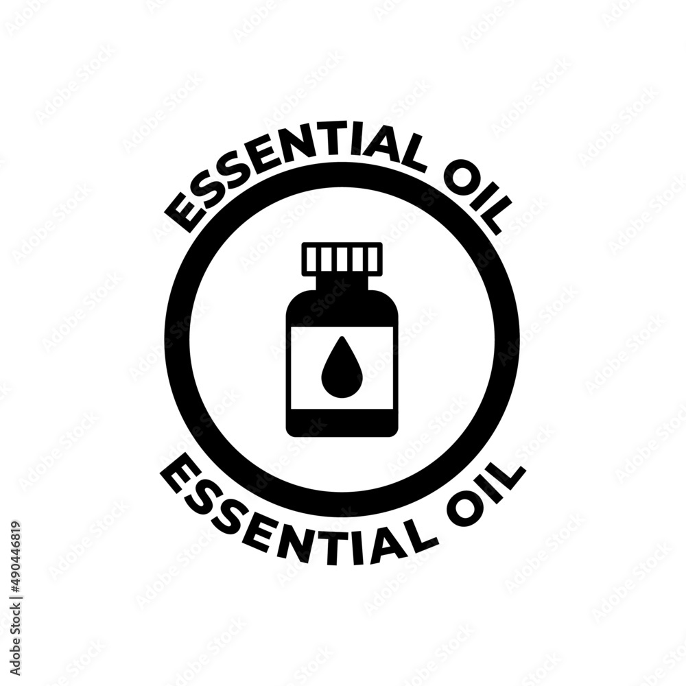 Essential oil label icon in black flat glyph, filled style isolated on white background Essential oil label icon in black flat glyph, filled style isolated on white background