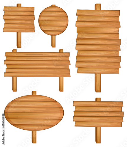 Set of wooden sign banner