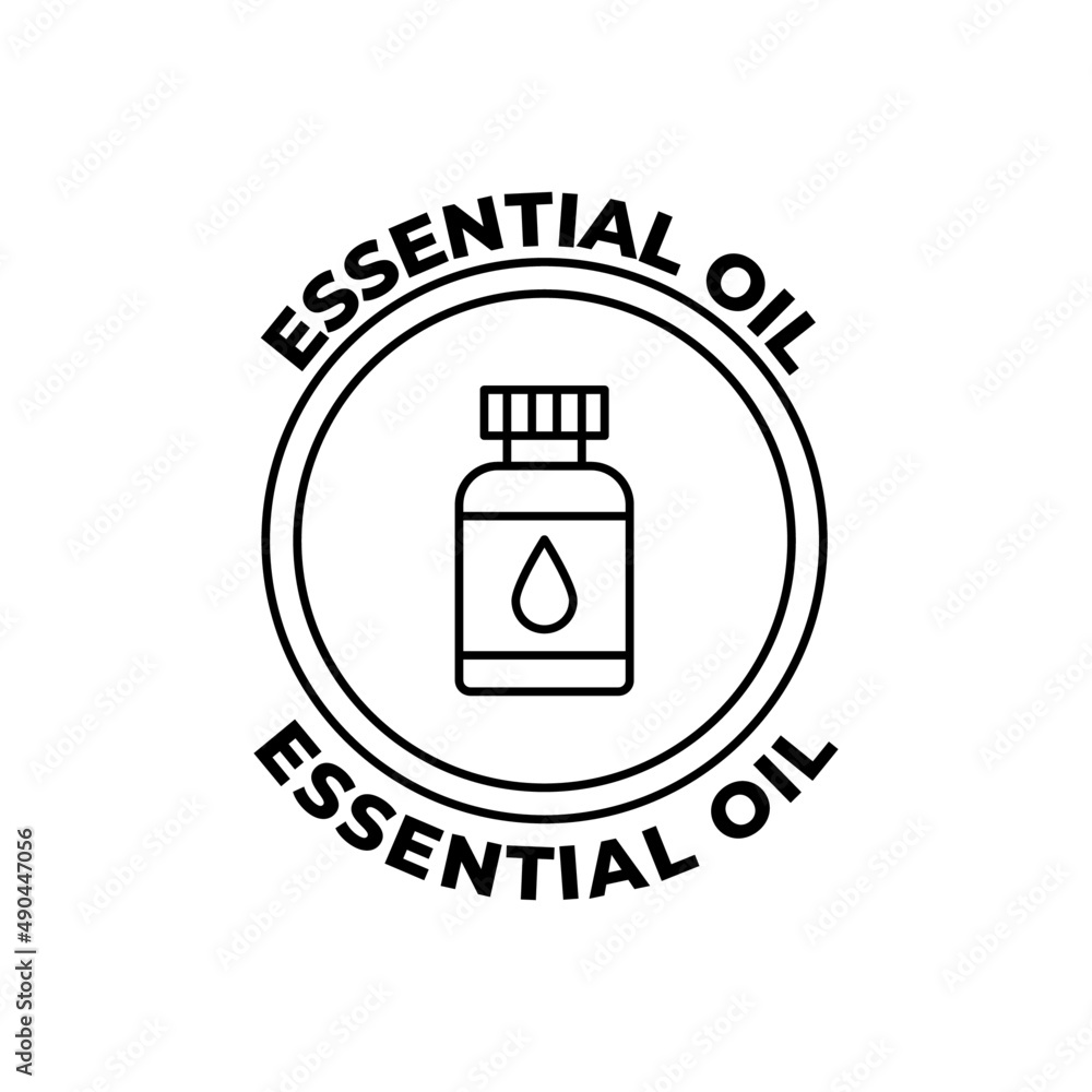 Essential oil label icon in black line style icon, style isolated on white background