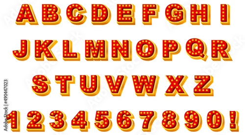 A set of English alphabet game show style