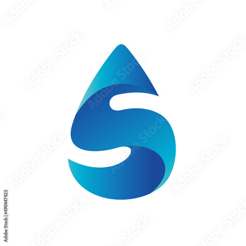 Letter S in Water Drop Logo Template