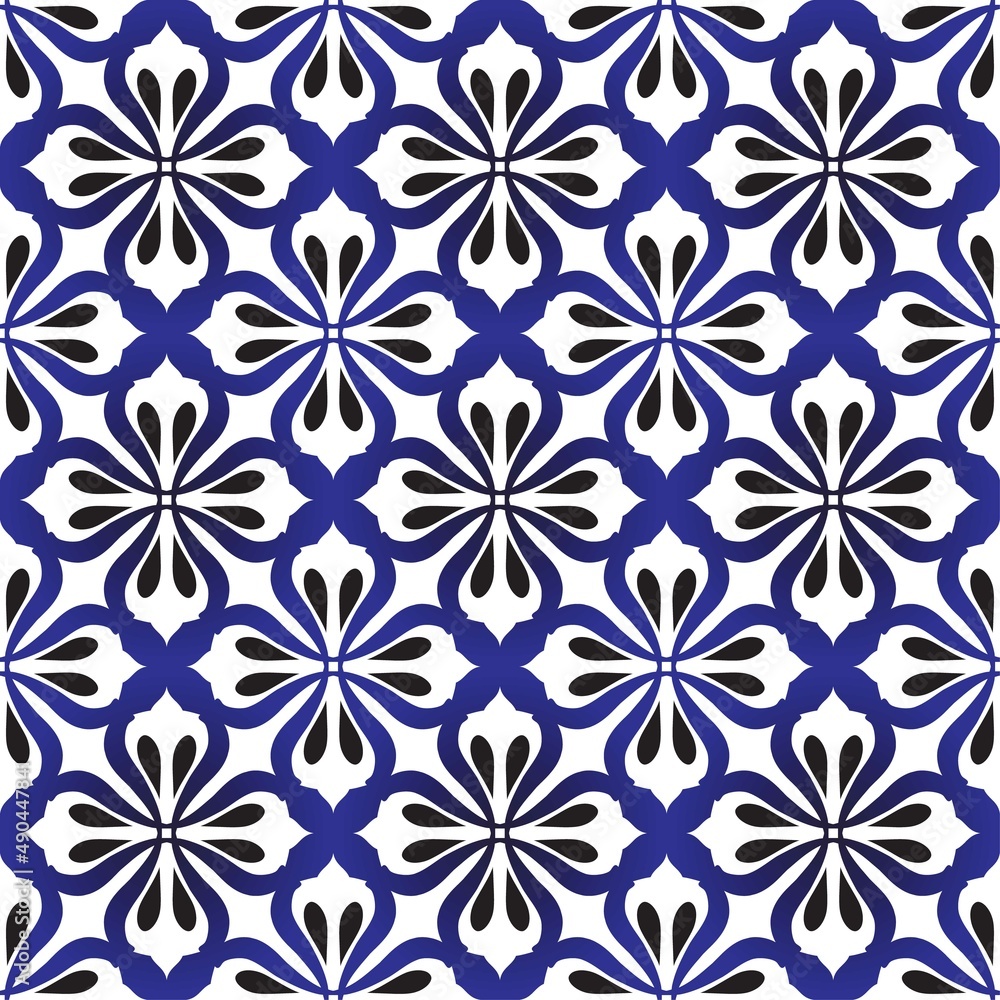 Blue and white vector seamless