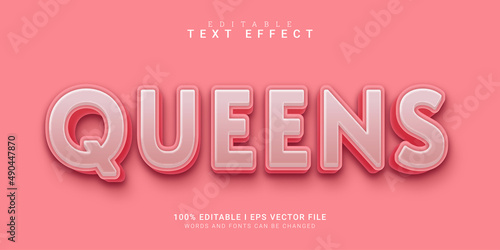 pink queens 3d text, editable text effect