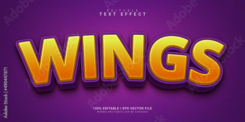 wings cartoon 3d text style effect