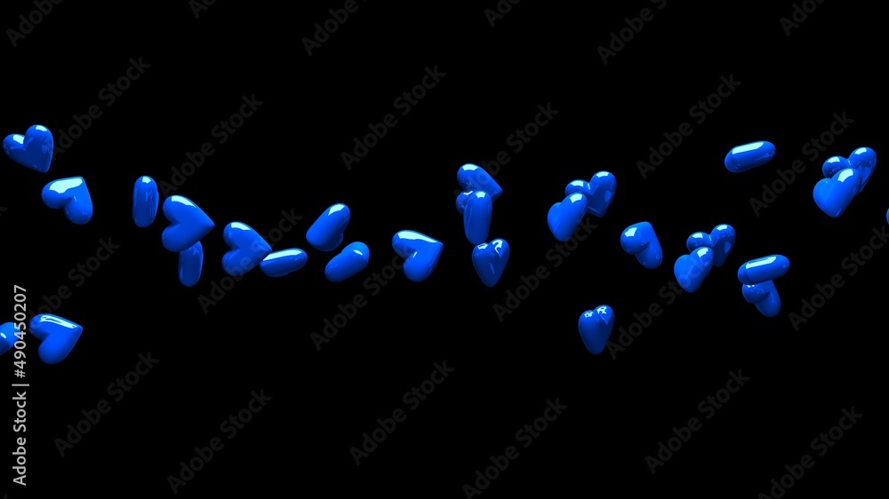 Blue hearts on black background.
3D illustration for background. Blue hearts on black background.
3D illustration for background.