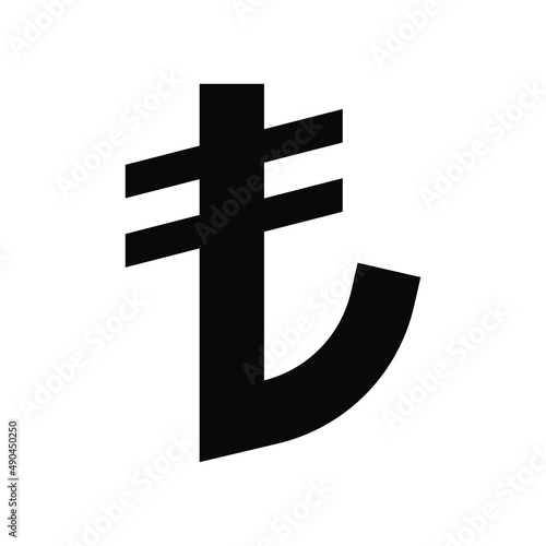 Sign of base currency icon symbol, Turkish Lira vector illustration in black and white color. Simple and isolated style on a blank background.