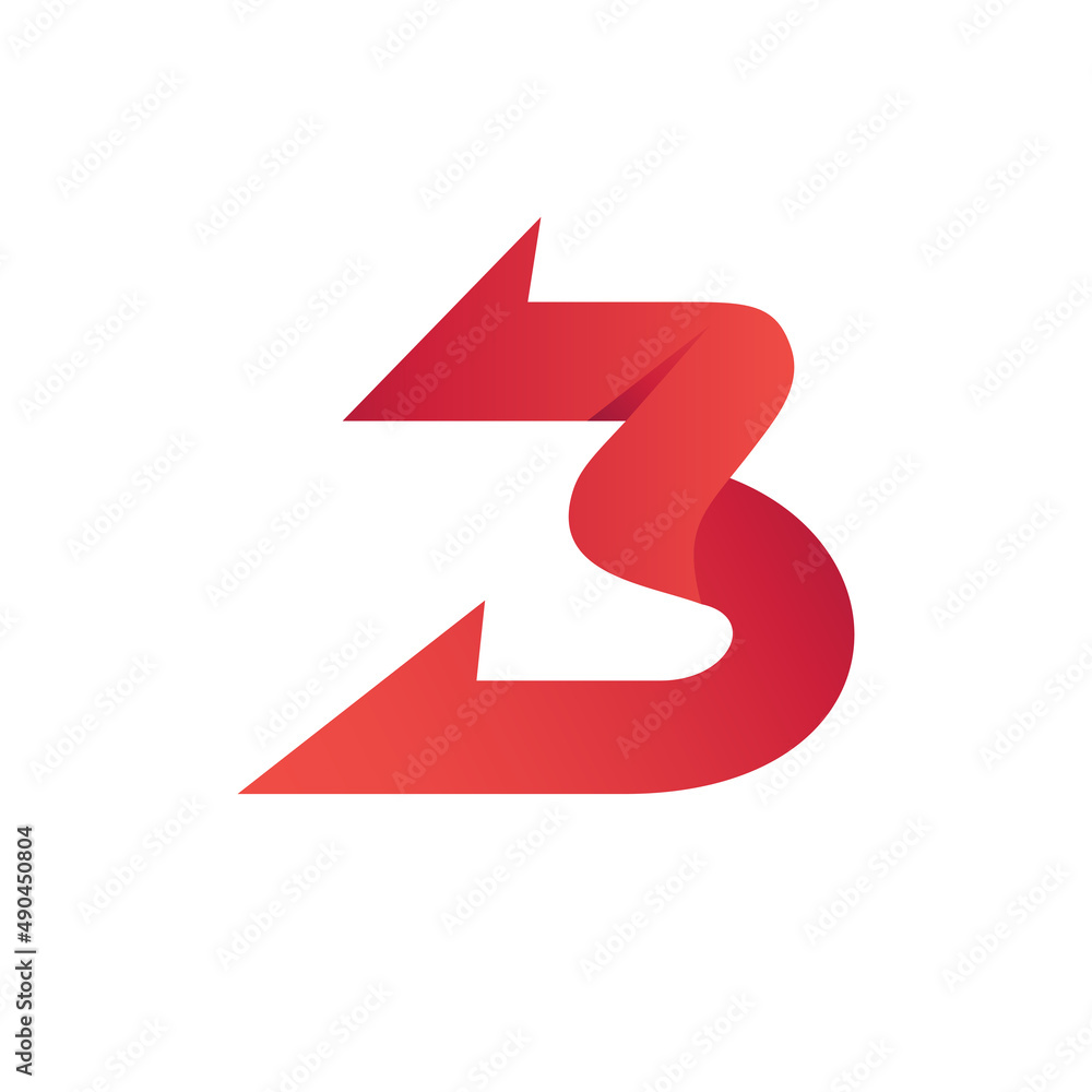 Number 3 With Arrow Logo Vector Number 3 With Arrow Logo Vector